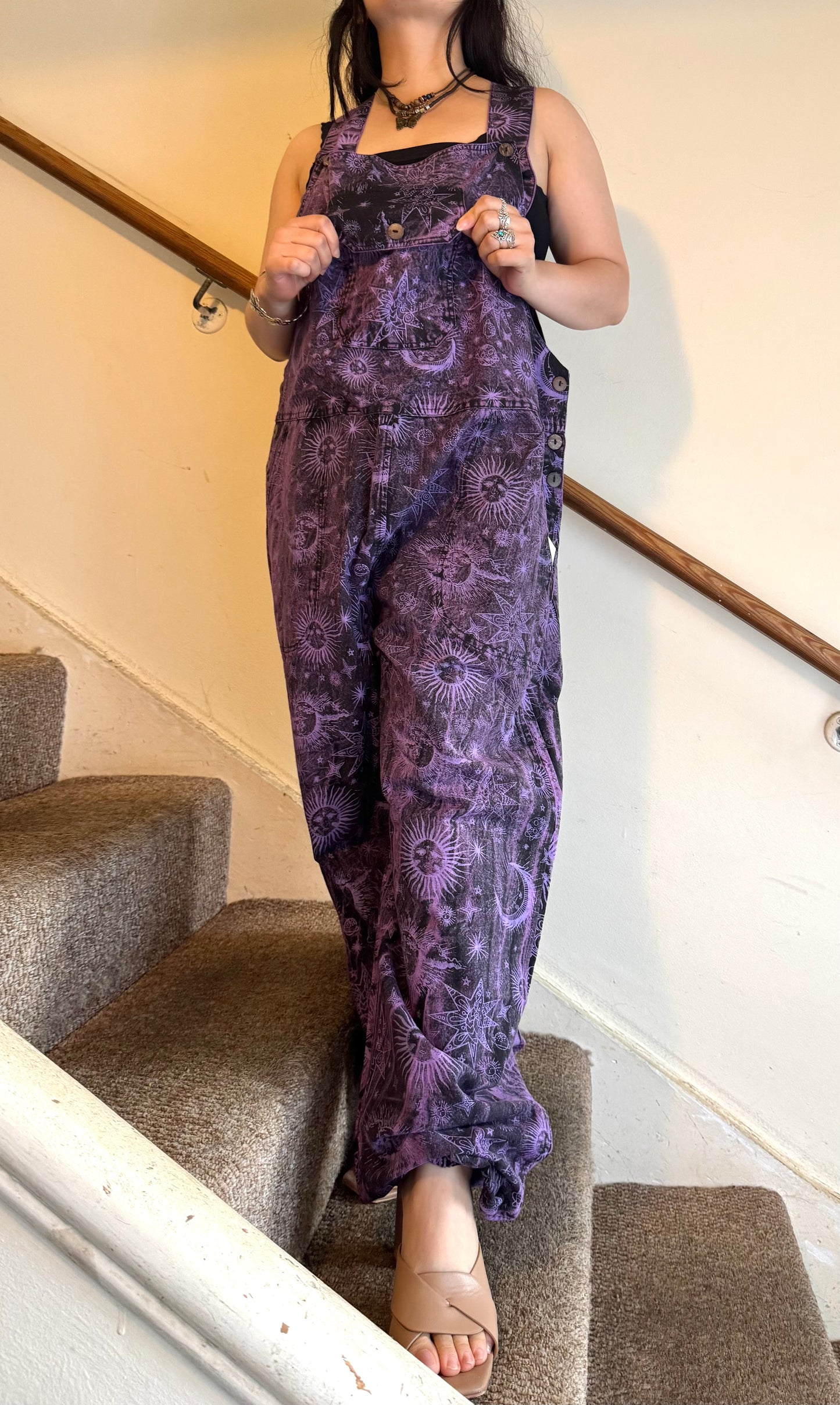 Boho Cosmic Print Dungarees Womenswear Adjustable
Bohemian Breathable Everyday Fabric Fashion