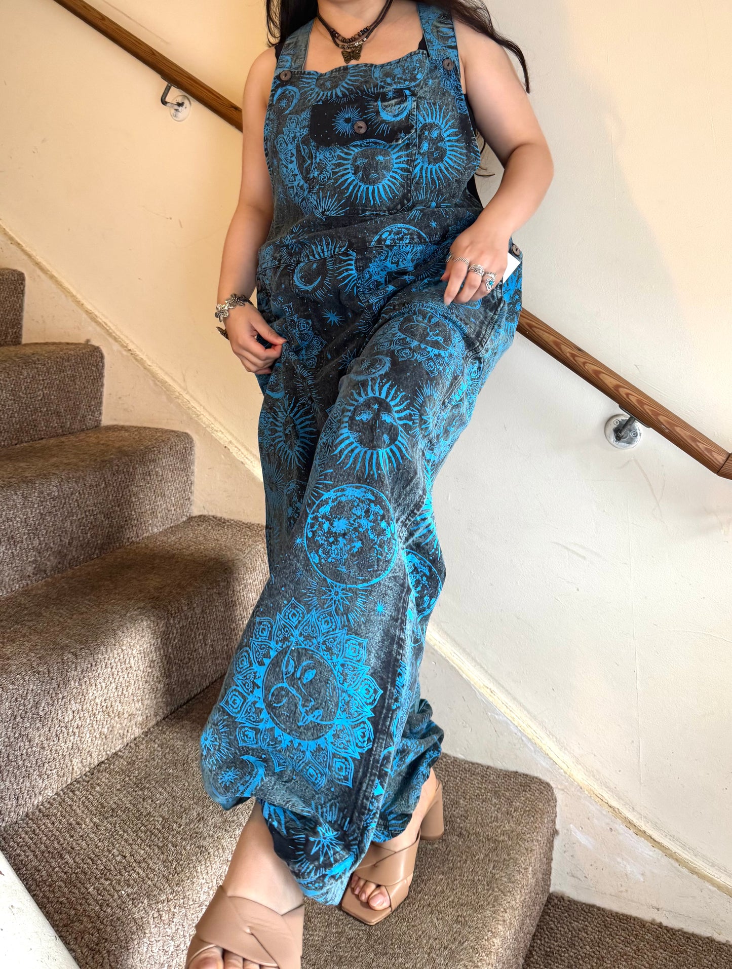 Boho Cosmic Print Dungarees Womenswear Adjustable
Bohemian Breathable Everyday Fabric Fashion