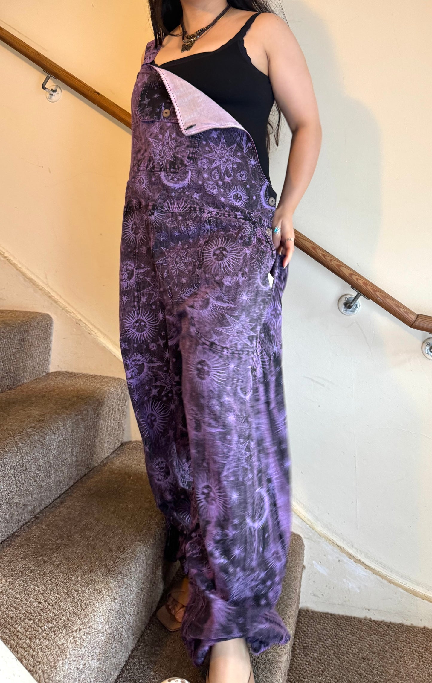 Boho Cosmic Print Dungarees Womenswear Adjustable
Bohemian Breathable Everyday Fabric Fashion