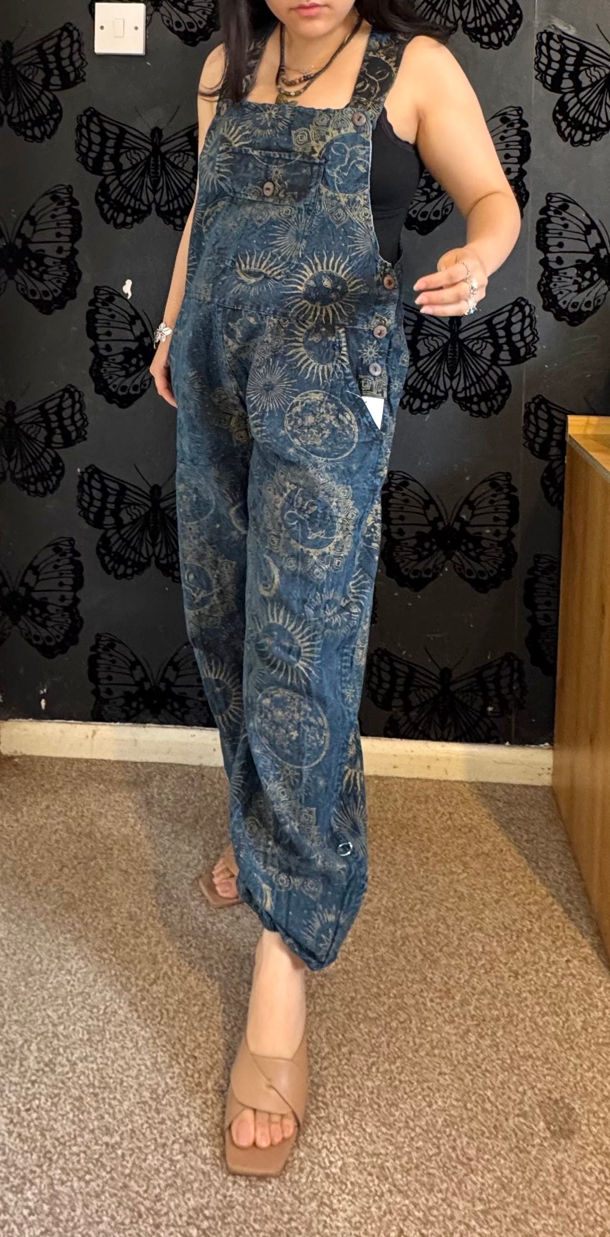 Boho Cosmic Print Dungarees Womenswear Adjustable
Bohemian Breathable Everyday Fabric Fashion