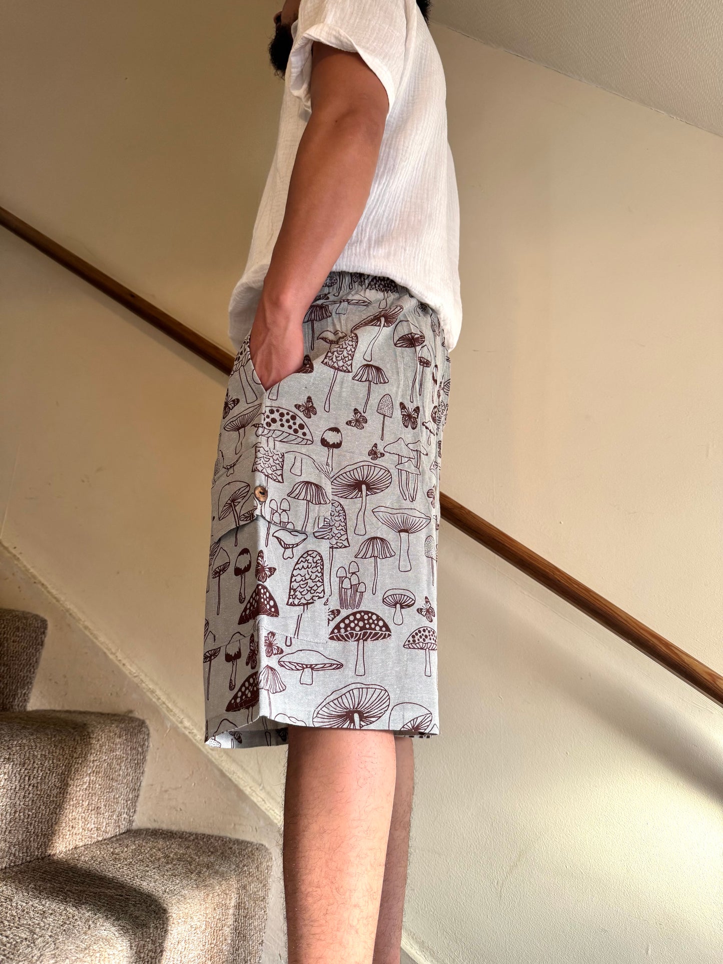Handmade Cotton Mushroom Shorts πβ¨ β Unisex, Β£13.27