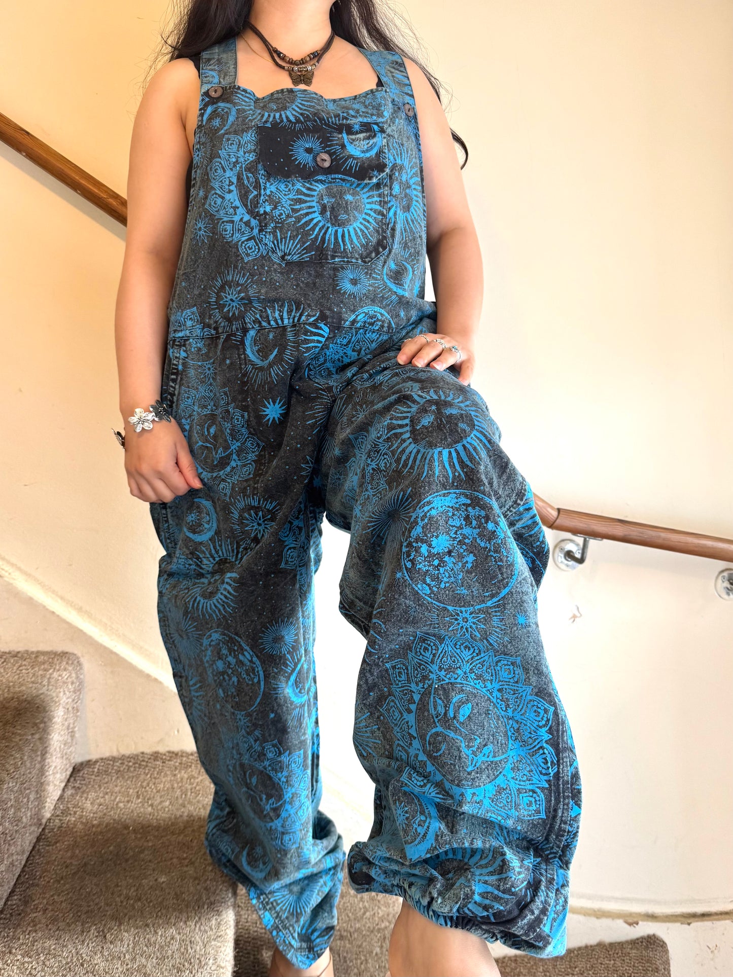 Boho Cosmic Print Dungarees Womenswear Adjustable
Bohemian Breathable Everyday Fabric Fashion