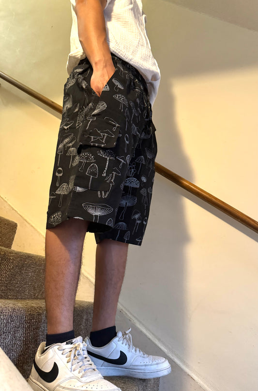 Handmade Cotton Mushroom Shorts 🍄✨ – Unisex, £13.27