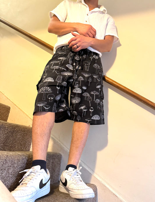 Handmade Cotton Mushroom Shorts 🍄✨ – Unisex, £13.27