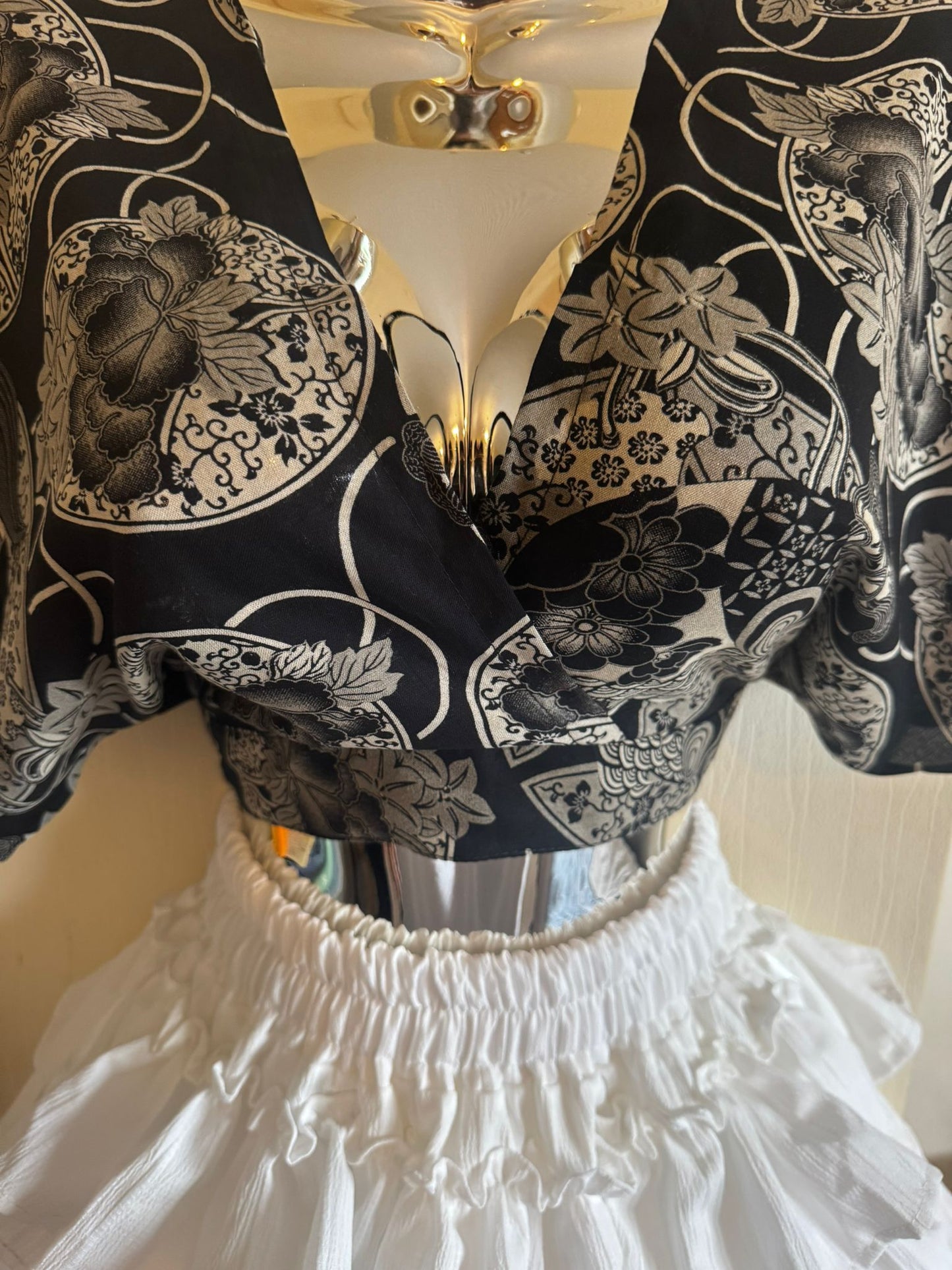 Elegant Kimono Wrap Top + Ruffle Layer Skirt