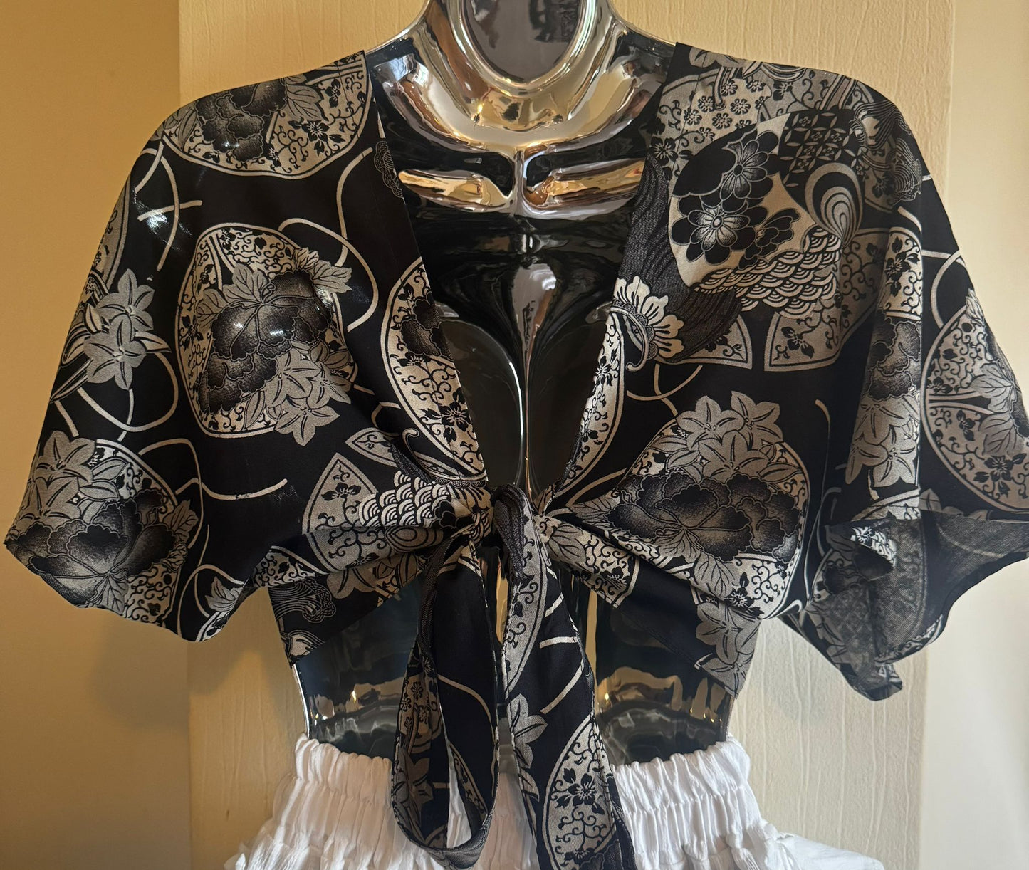 Elegant Kimono Wrap Top + Ruffle Layer Skirt