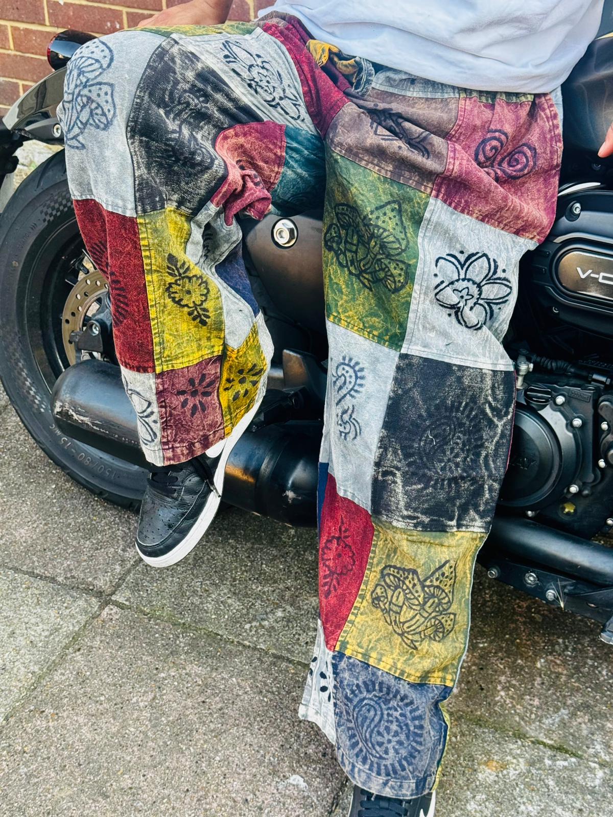 Cotton Patchwork Unisex Trouser