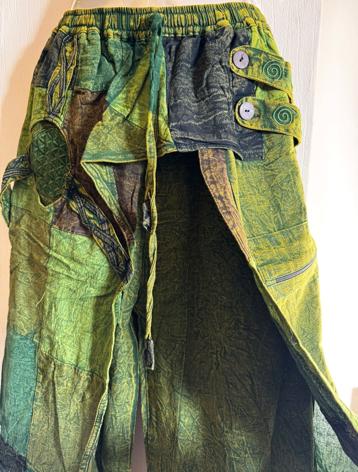 Bohemian Patchwork Cotton Pants – Red & Earth Tones