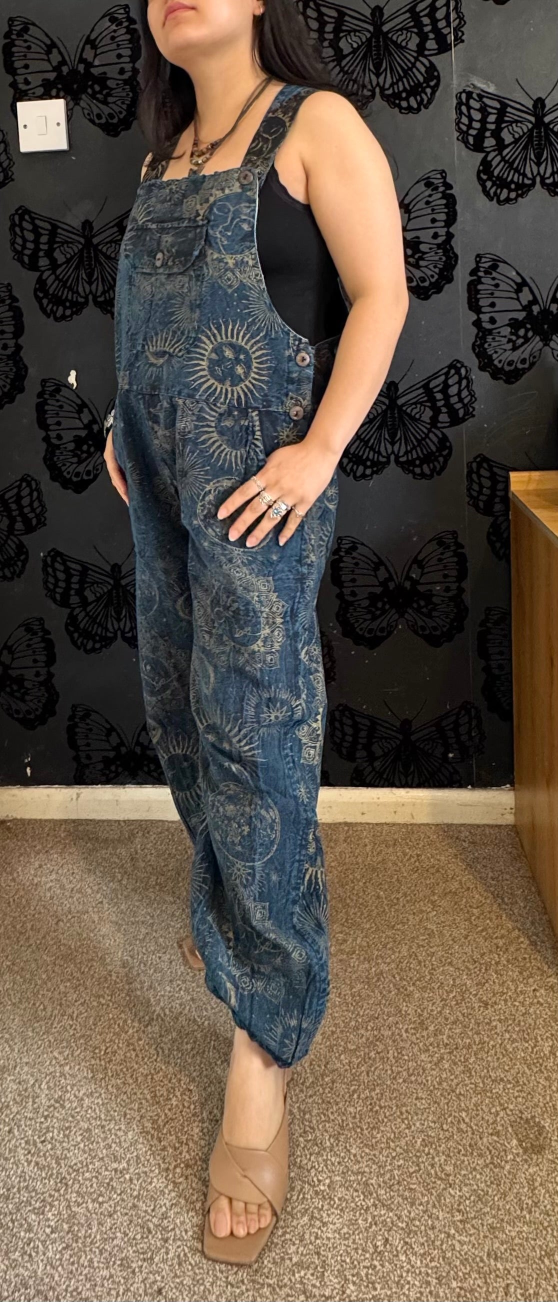 Boho Cosmic Print Dungarees Womenswear Adjustable
Bohemian Breathable Everyday Fabric Fashion