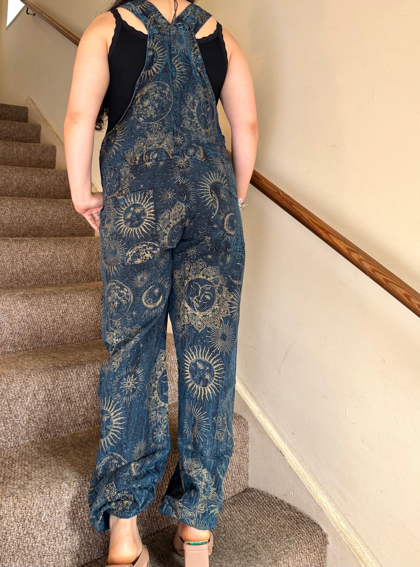 Boho Cosmic Print Dungarees Womenswear Adjustable
Bohemian Breathable Everyday Fabric Fashion