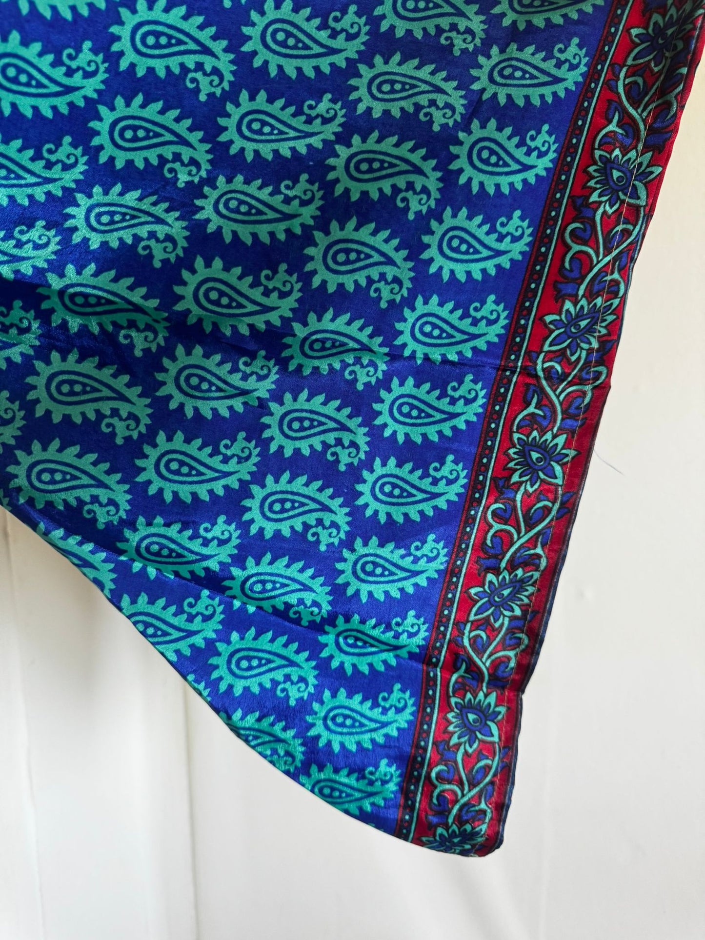 Elegant Bohemian Print Wrap Top with Tie-Front, Uk Size 6-18, Recycled Silk Material,  Lightweight Womenswear Top