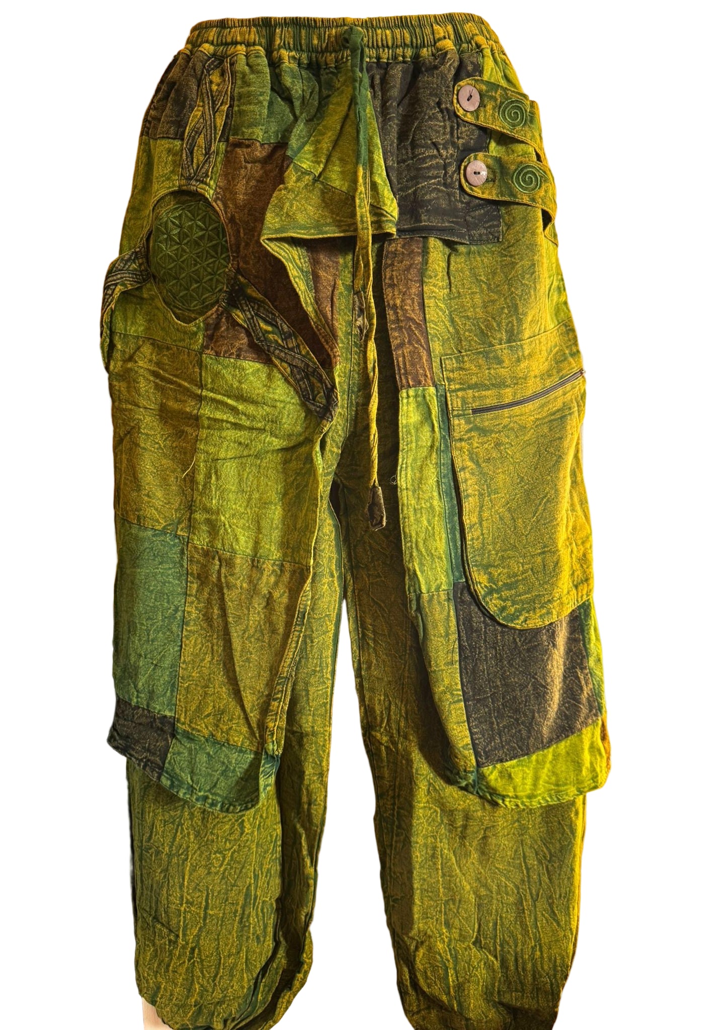 Bohemian Patchwork Cotton Pants – Red & Earth Tones