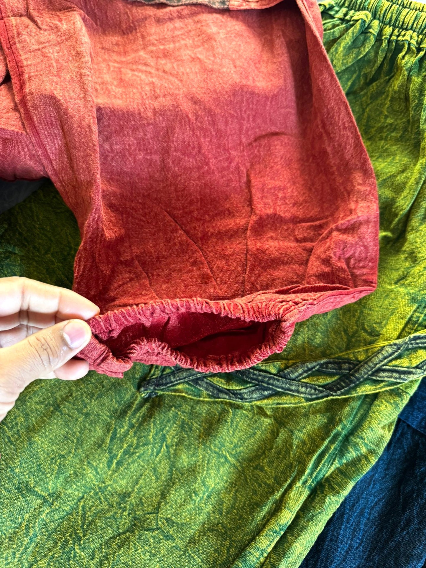 Bohemian Patchwork Cotton Pants – Red & Earth Tones