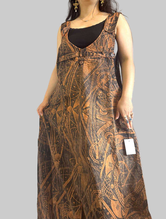 🌿 Boho Cotton Sleeveless Maxi Dress – Handmade in Nepal