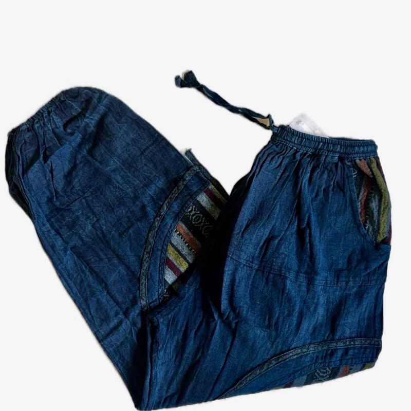 Hippie Patchwork Trouser– Stonewashed Cotton Pants with Spiral Detail