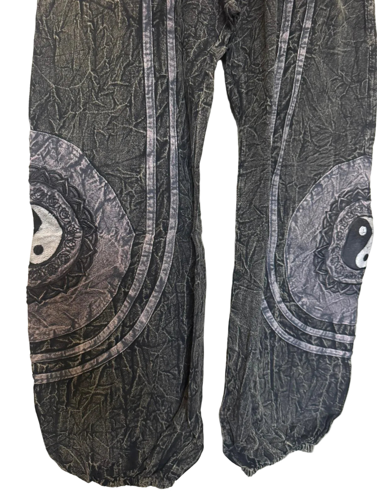 Hippie Patchwork Trouser– Stonewashed Cotton Pants with Spiral Detail