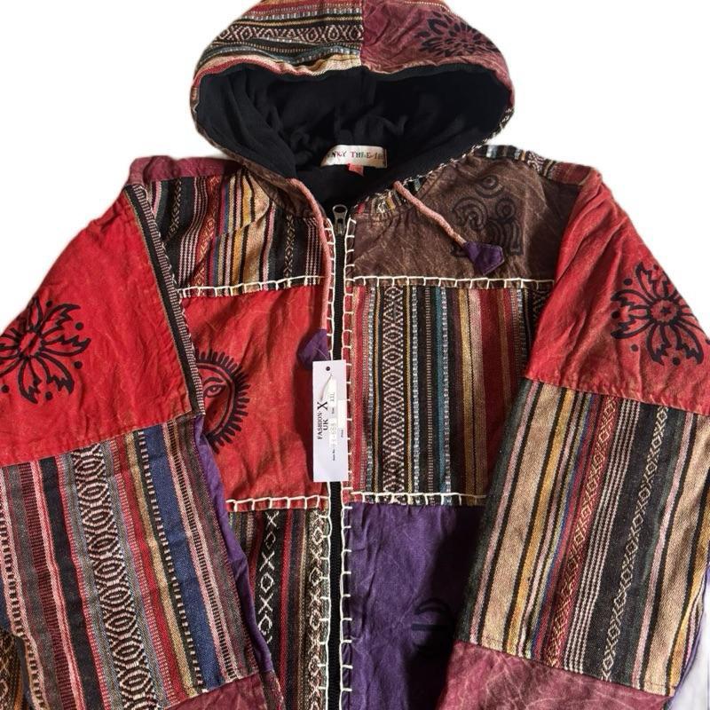 Handmade Patchwork Cotton Hoodie Jacket – Fleece Lined | Made in Nepal